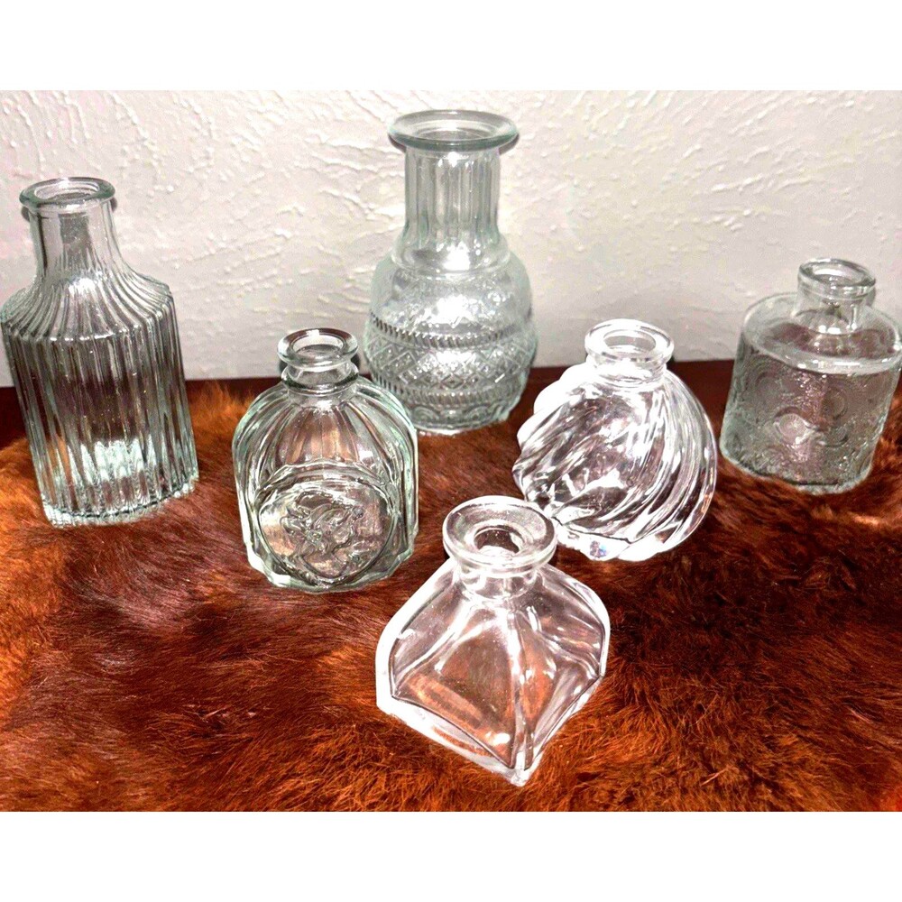 LOT OF 6 Vintage Unique Design Glass Jars